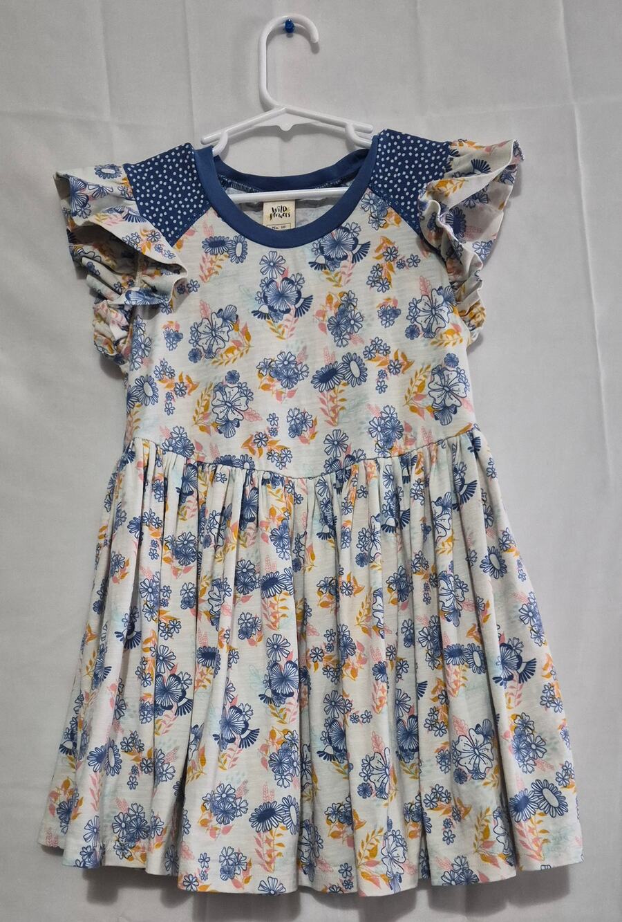 Girls Size 10 Wild Flowers Tunic Blue Floral Top